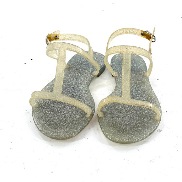 Stuart Weitzman Sparkle Jelly Sandals 8 White Clear Silver Wedding Travel Resort - Picture 5 of 6